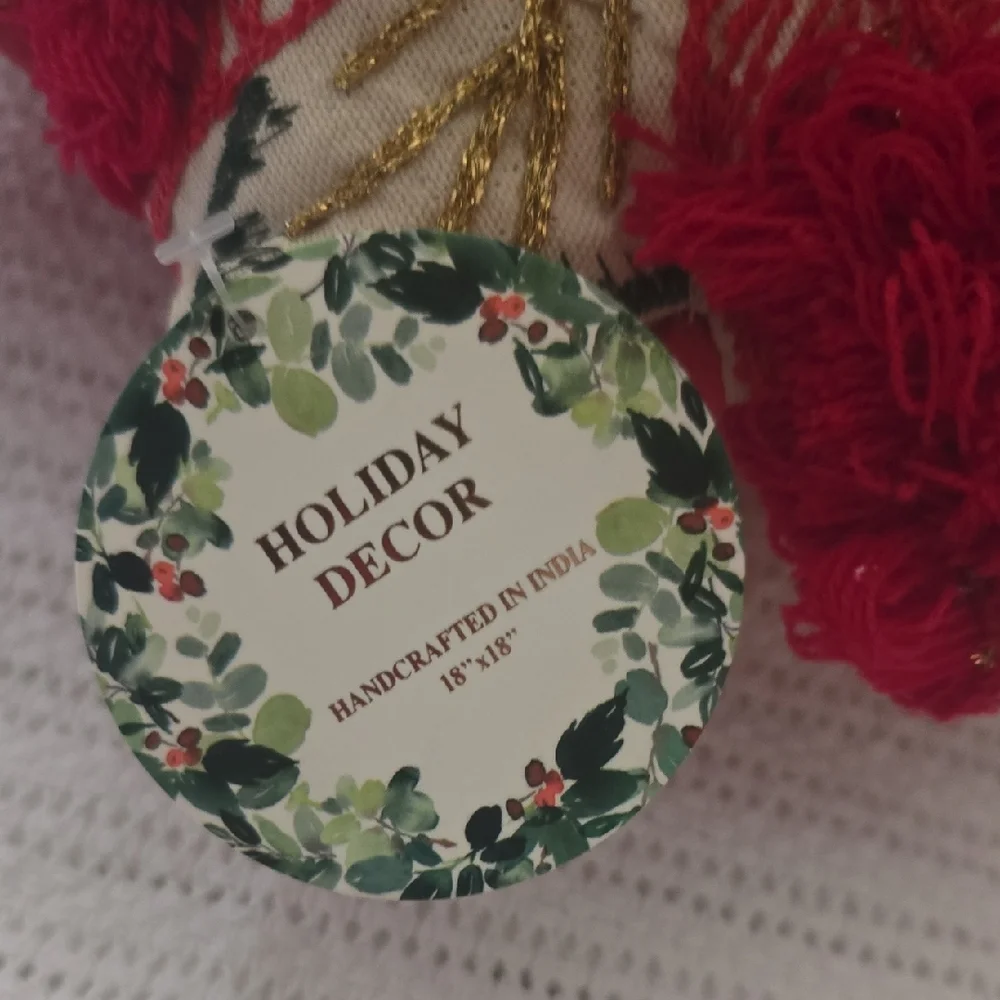 Holiday Time Red and Gold Poinsettia Two Pillow